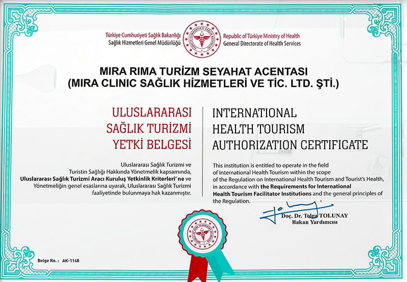 Certificat du Ministère de la Santé